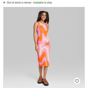 Wild Fable pink orange sleeveless jacquard sweater dress in xxl from target